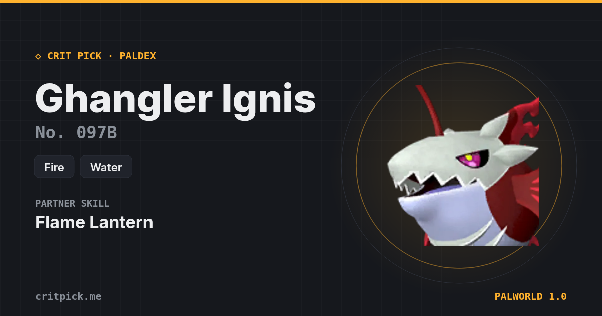 Ghangler Ignis — Palworld Paldeck No. 097B