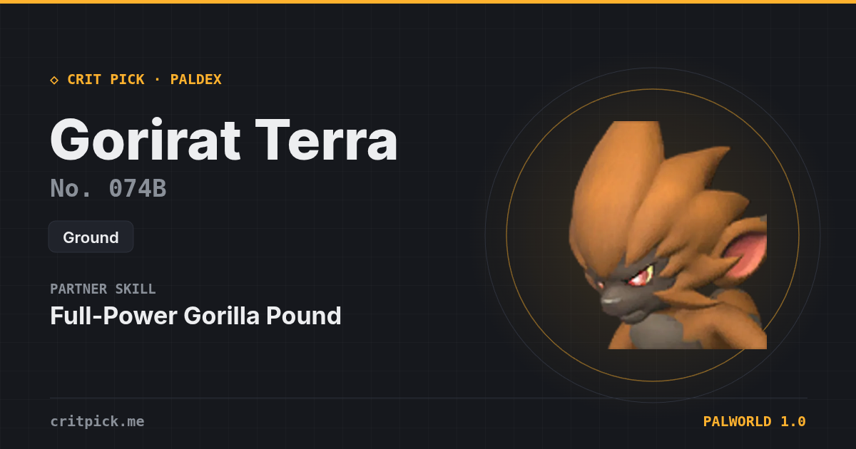 Gorirat Terra — Palworld Paldeck No. 074B