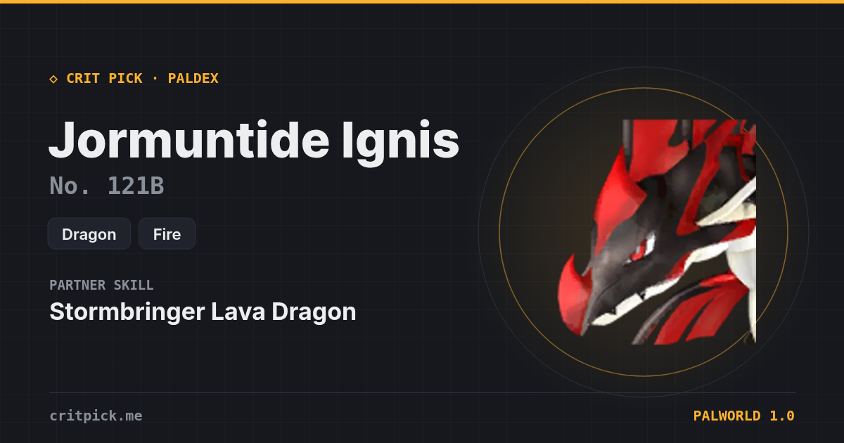 Jormuntide Ignis — Palworld Paldeck No. 121B