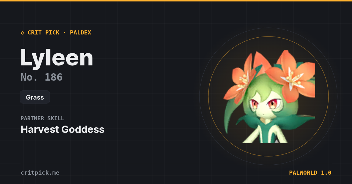 Lyleen — Palworld Paldeck No. 186