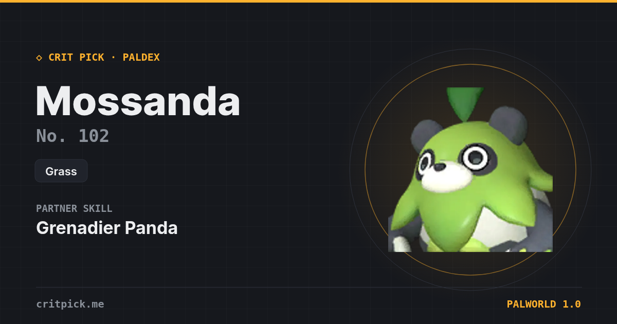 Mossanda — Palworld Paldeck No. 102
