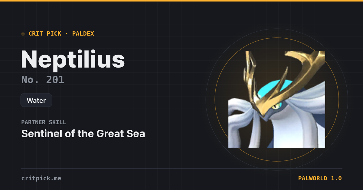 Neptilius — Palworld Paldeck No. 201
