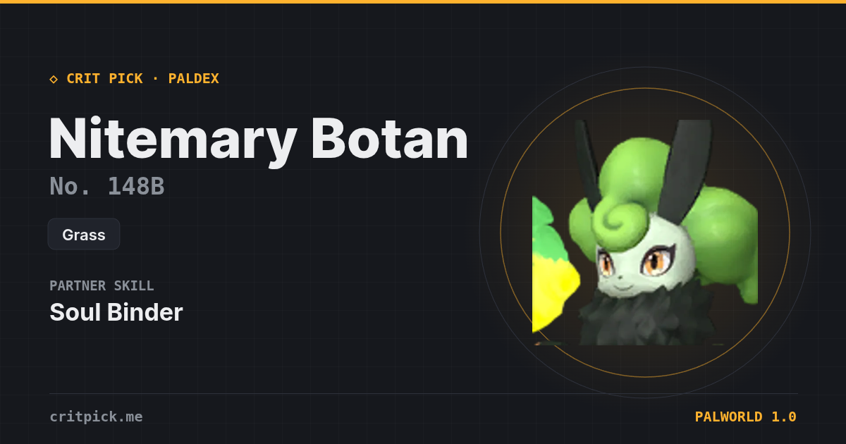 Nitemary Botan — Palworld Paldeck No. 148B