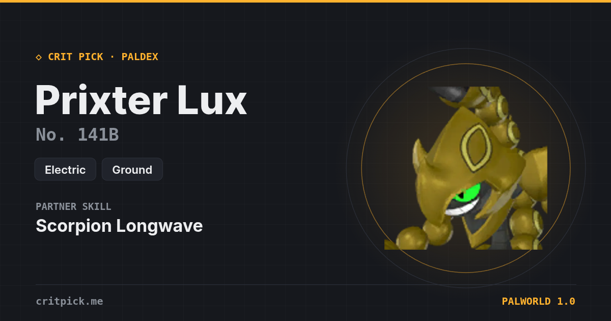 Prixter Lux — Palworld Paldeck No. 141B