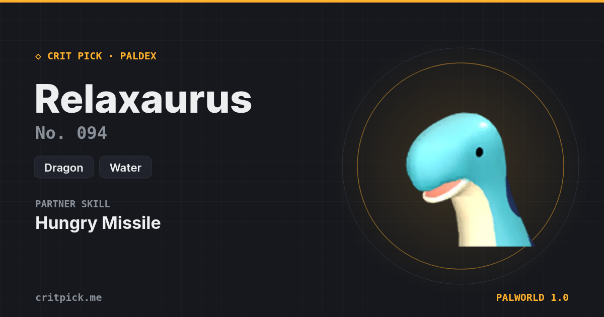 Relaxaurus — Palworld Paldeck No. 094