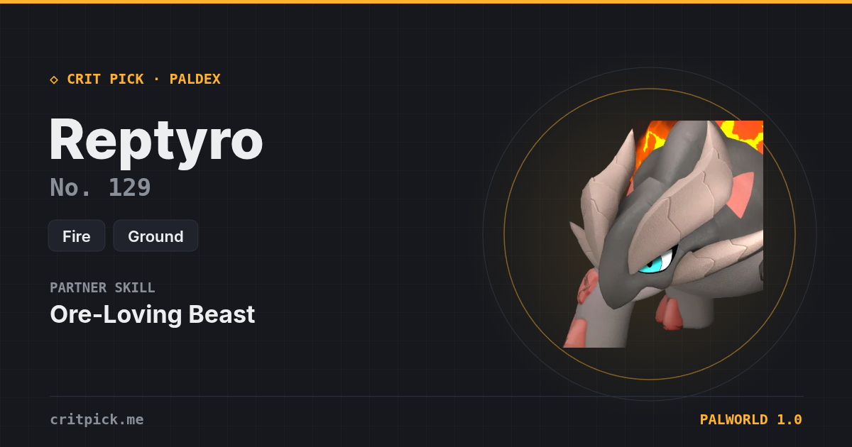 Reptyro — Palworld Paldeck No. 129