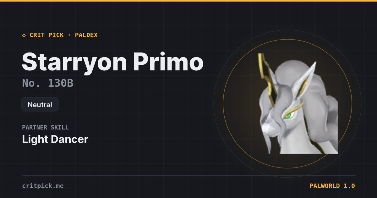 Starryon Primo — Palworld Paldeck No. 130B