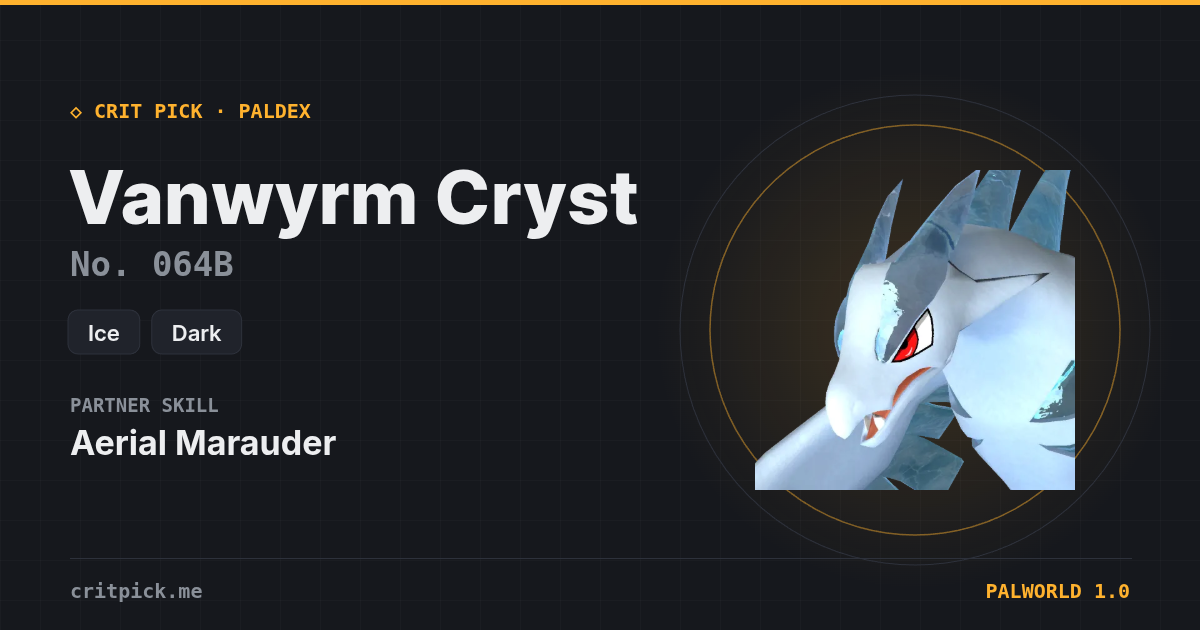 Vanwyrm Cryst — Palworld Paldeck No. 064B