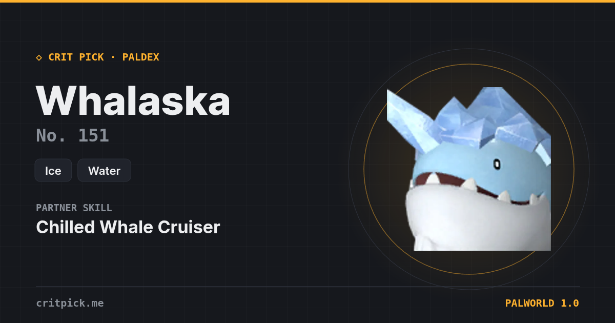 Whalaska — Palworld Paldeck No. 151