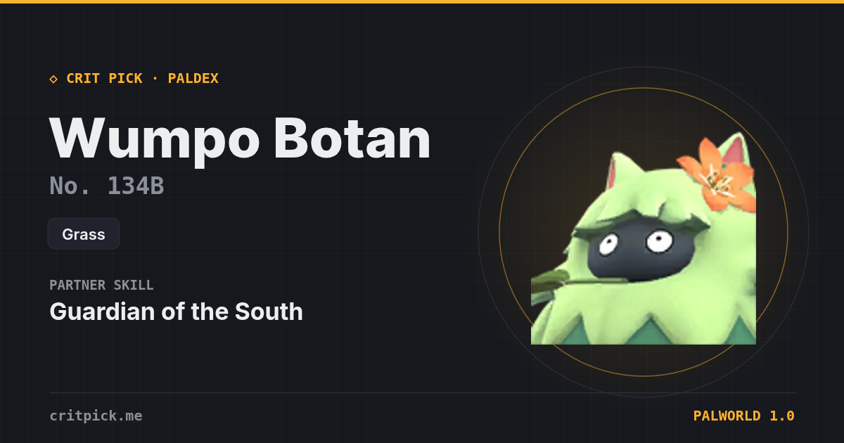 Wumpo Botan — Palworld Paldeck No. 134B