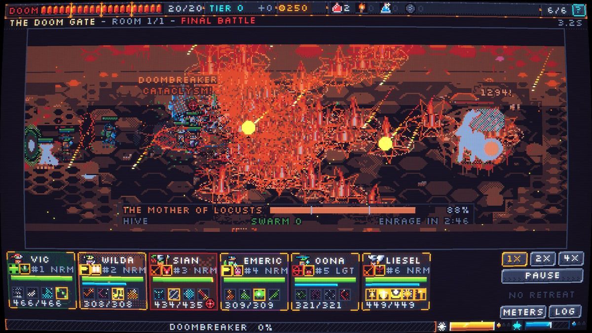 A party facing the Doom Herald, with the Doombreaker meter below the battle.