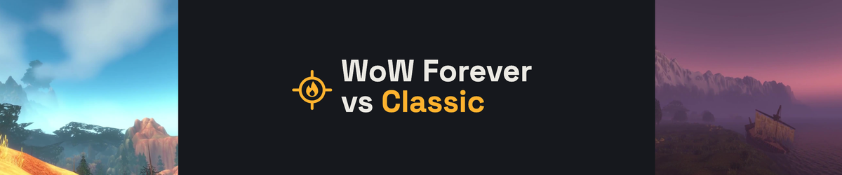 WoW Forever vs Classic — Crit Pick comparison title card, with Blizzard panel views of the Barrens and Wetlands