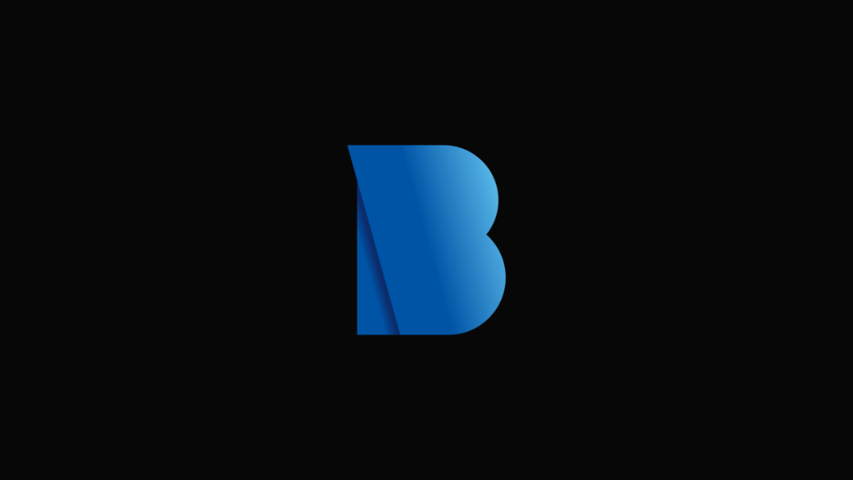 Blue BioWare B logo on a black background.
