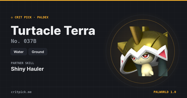 Turtacle Terra — Palworld Paldeck No. 037B