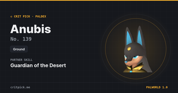 Anubis — Palworld Paldeck No. 139