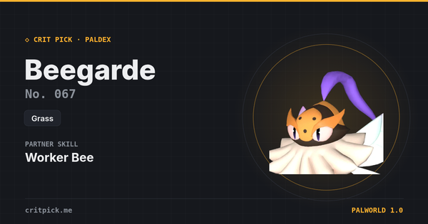 Beegarde — Palworld Paldeck No. 067