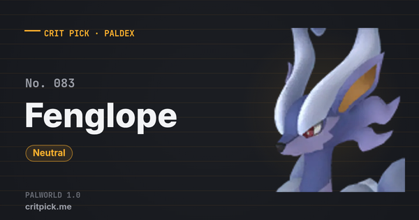 Fenglope — Palworld Paldeck No. 083 (Neutral) · Crit Pick