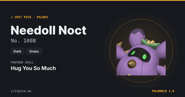 Needoll Noct — Palworld Paldeck No. 100B