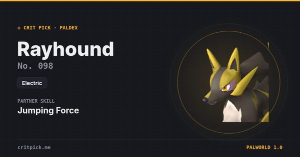 Rayhound — Palworld Paldeck No. 098