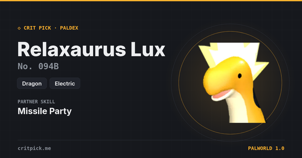 Relaxaurus Lux — Palworld Paldeck No. 094B