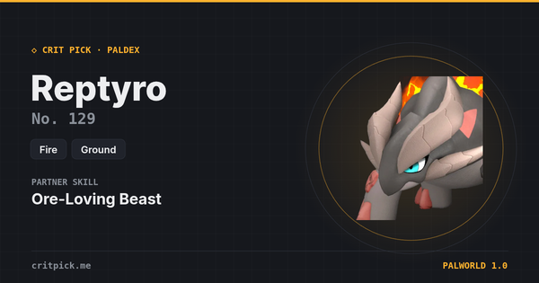 Reptyro — Palworld Paldeck No. 129
