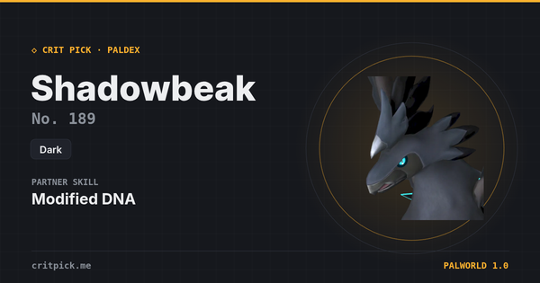Shadowbeak — Palworld Paldeck No. 189