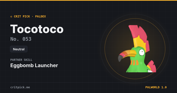 Tocotoco — Palworld Paldeck No. 053