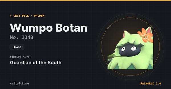 Wumpo Botan — Palworld Paldeck No. 134B