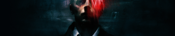 Silver Pines official artwork: Red Walker in a dark town with a red light