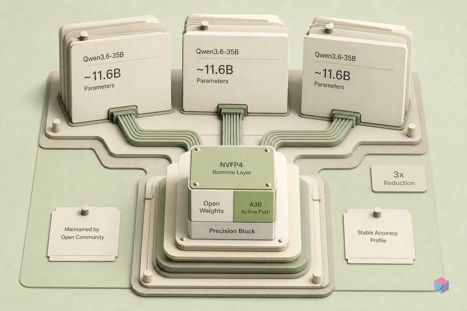 NVIDIA cut Qwen3.6-35B 3×. Accuracy barely moved.