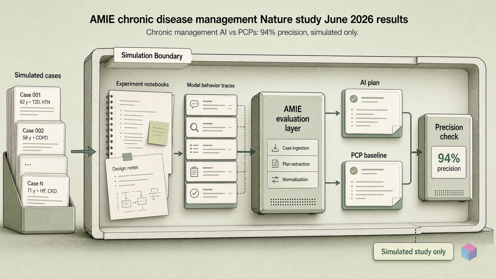 Chronic management AI vs PCPs: 94% precision, simulated only