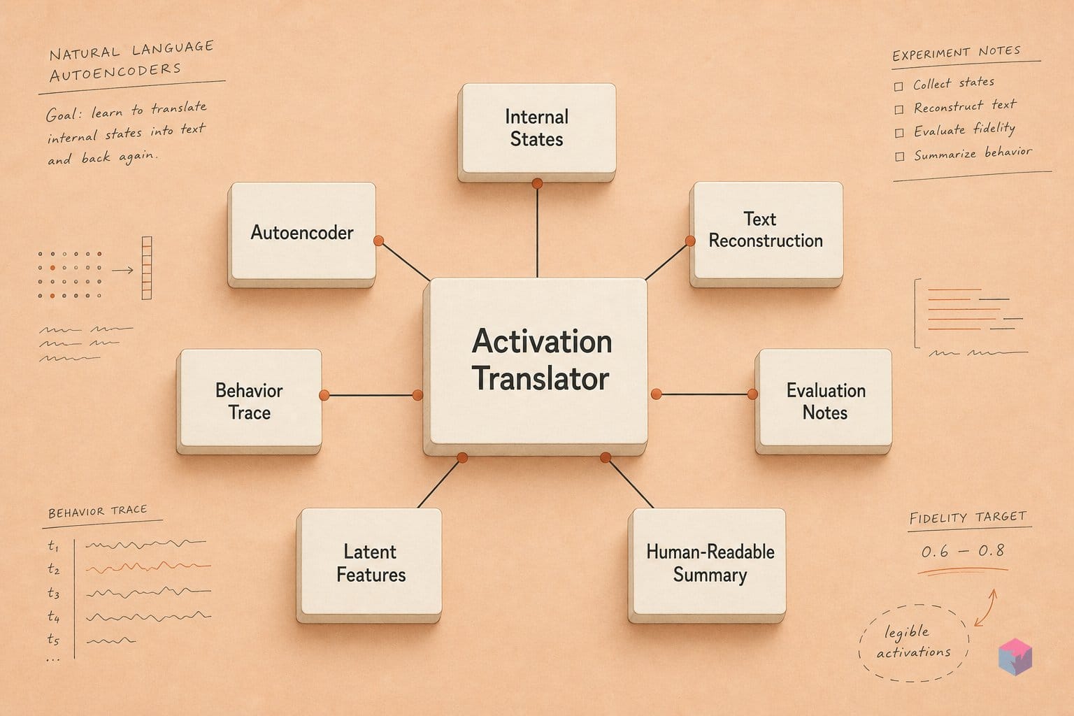 Claude activations, now legible. Fidelity: 0.6–0.8.