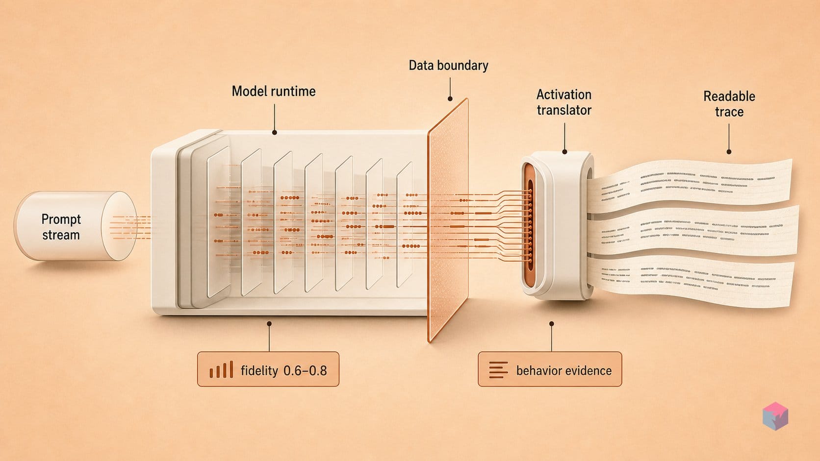 Claude activations, now legible. Fidelity: 0.6–0.8.