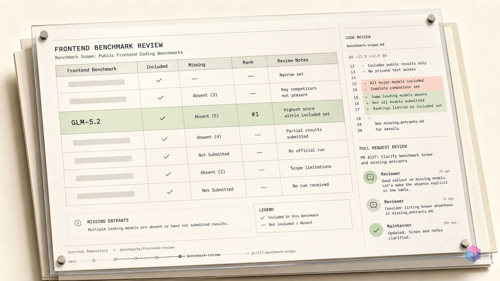 GLM-5.2 is #1 in frontend — once you check who's absent