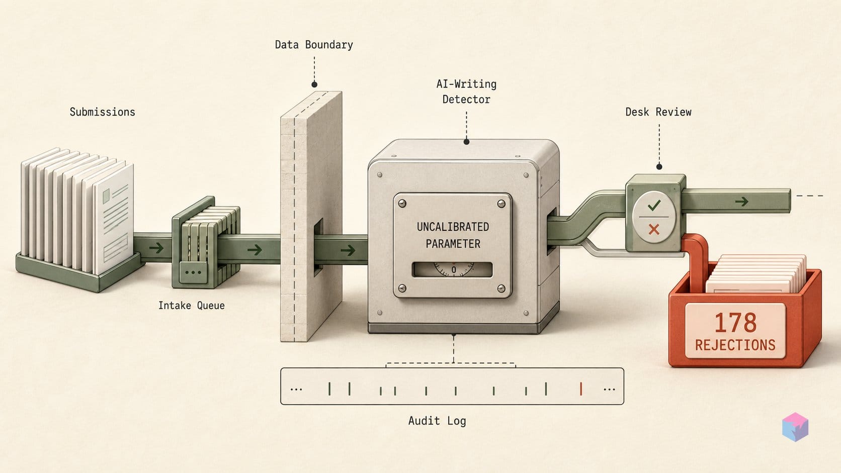 178 desk rejections on a parameter authors never saw