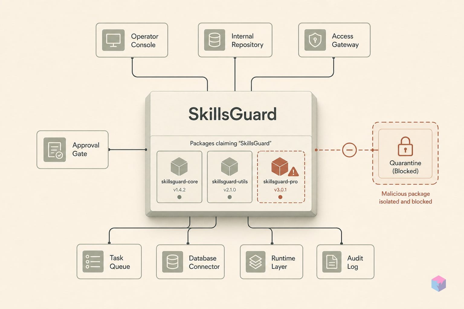 Three packages claim 'SkillsGuard'. One shipped malware.