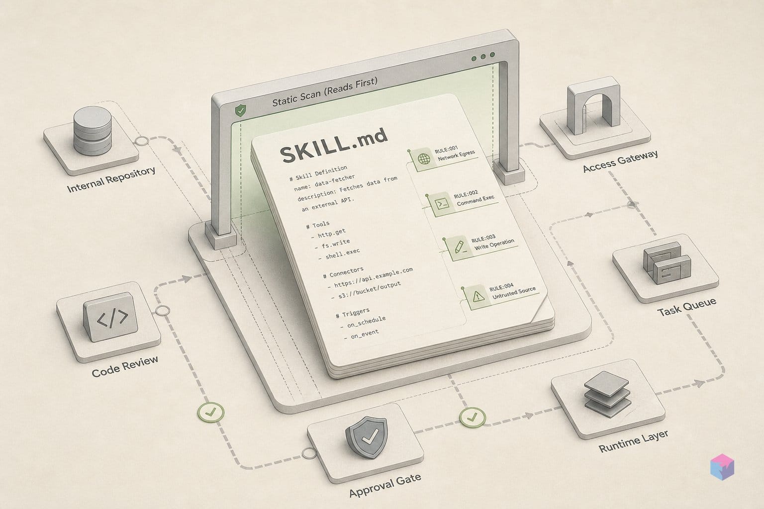 Your agent reads SKILL.md. SkillsGuard reads it first.
