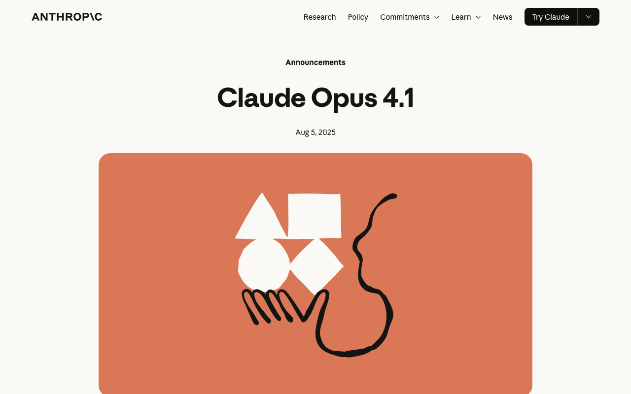Screenshot of https://www.anthropic.com/news/claude-opus-4-1