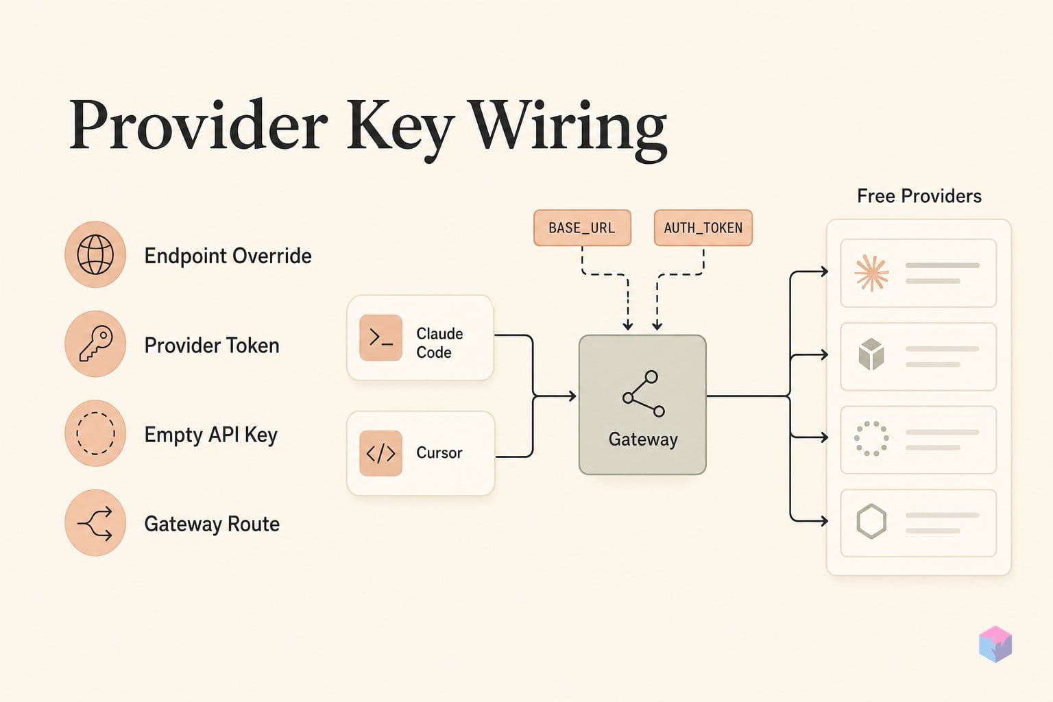 Claude Code and Cursor with free provider keys: the env-var approach