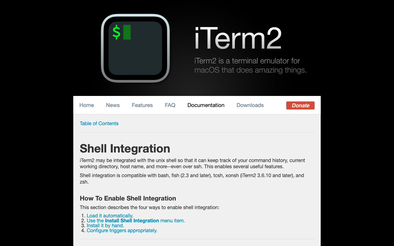 Screenshot of https://iterm2.com/documentation-shell-integration.html