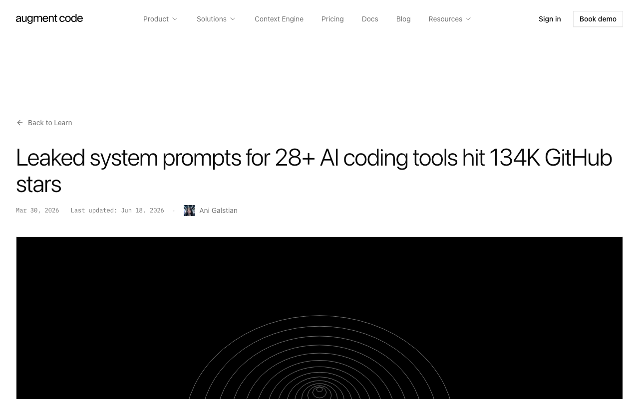 Screenshot of https://www.augmentcode.com/learn/leaked-ai-system-prompts-github