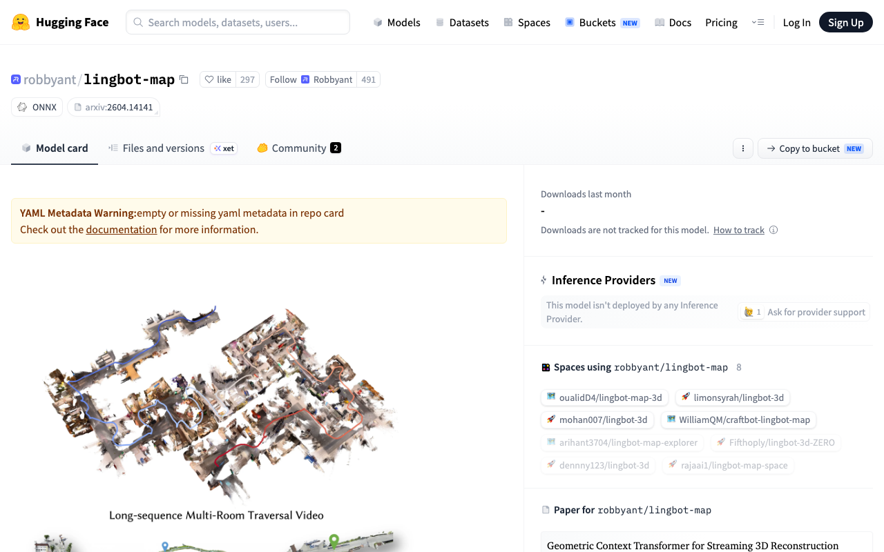 Screenshot of https://huggingface.co/robbyant/lingbot-map