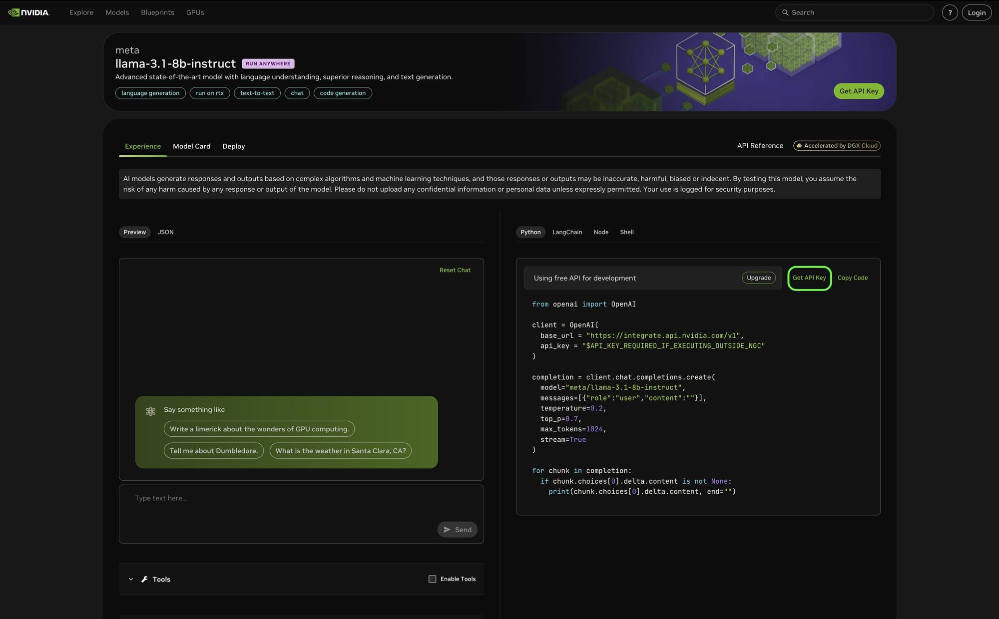 Sign in at build.nvidia.com and generate your nvapi- key (source: files.readme.io)