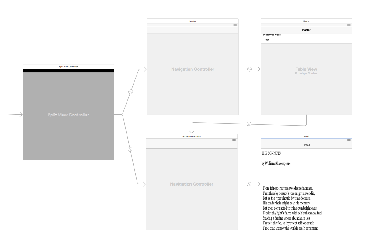 Master-Detail storyboard layout