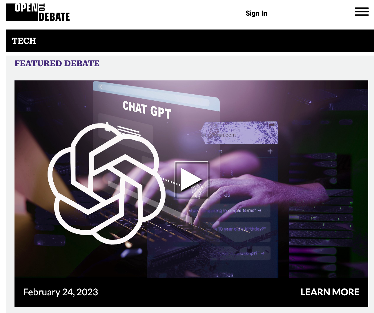 Open 2 Debate plans AI debate