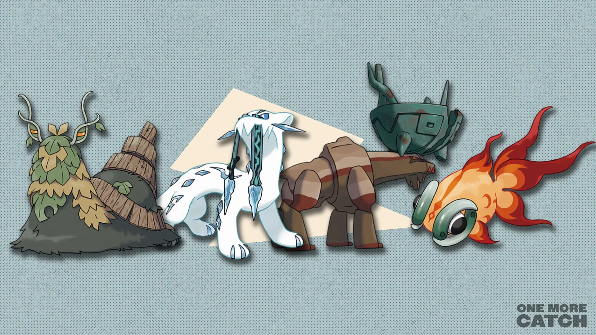 Wo-Chien, Chien-Pao, Ting-Lu and Chi-Yu in front of a polygonal shape and a textured background.