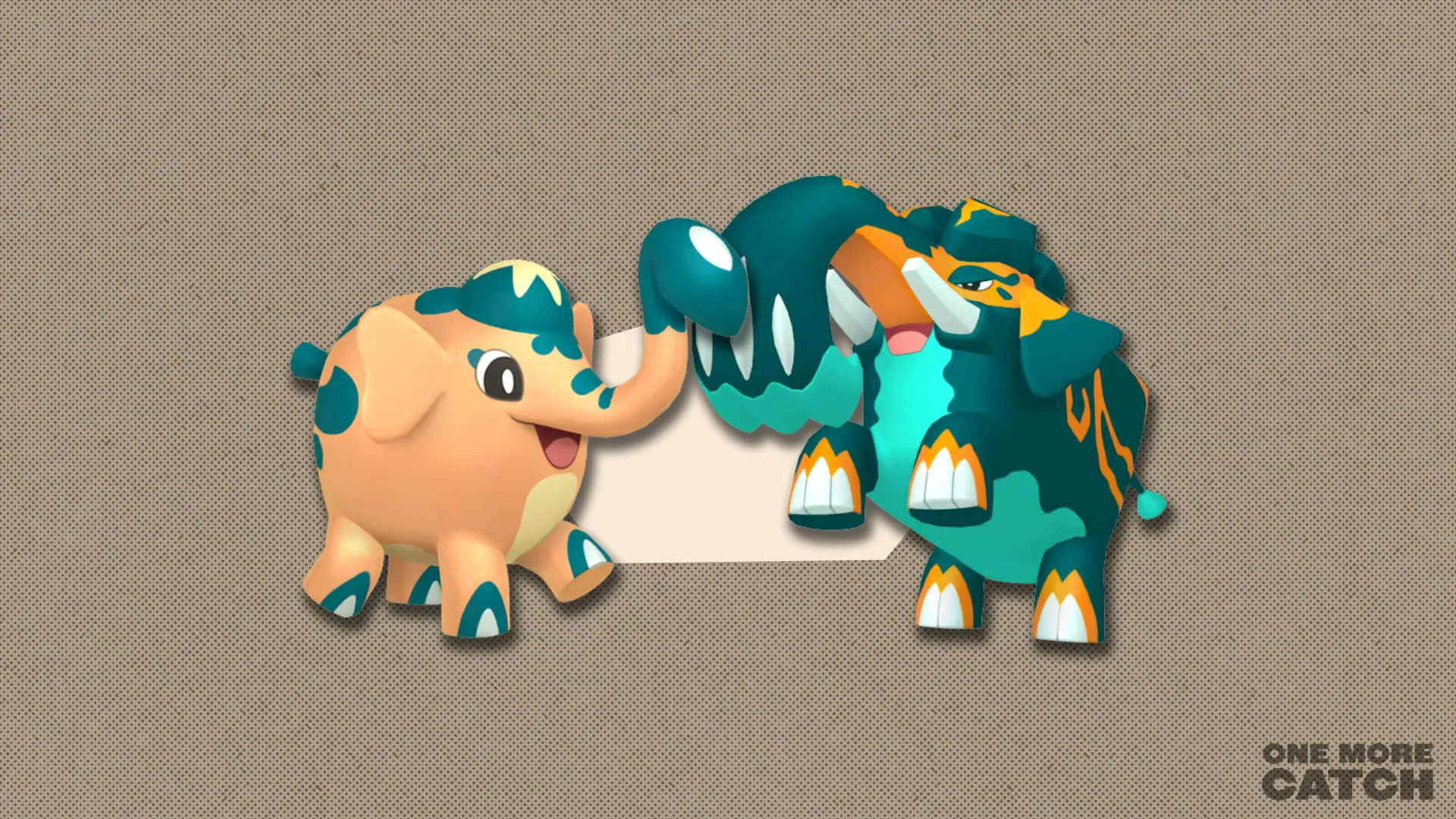 Cufant&nbsp;and Copperajah in front of a polygonal shape and a textured background.