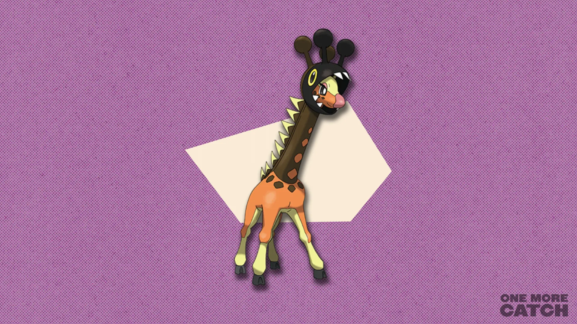 Farigiraf in front of a polygonal shape and a textured background.