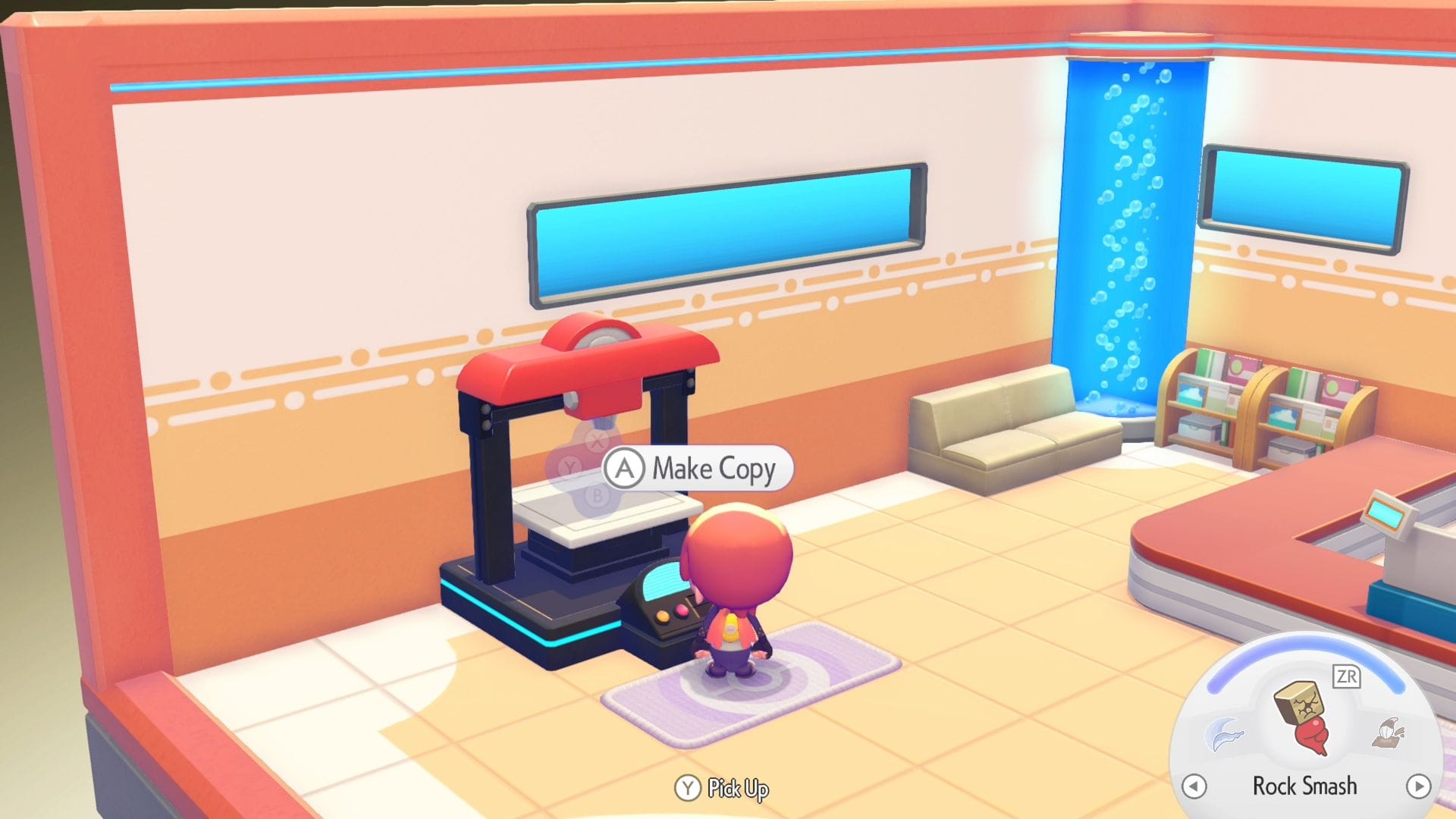A 3D Printer in a Pokémon Center in Pokémon Pokopia.