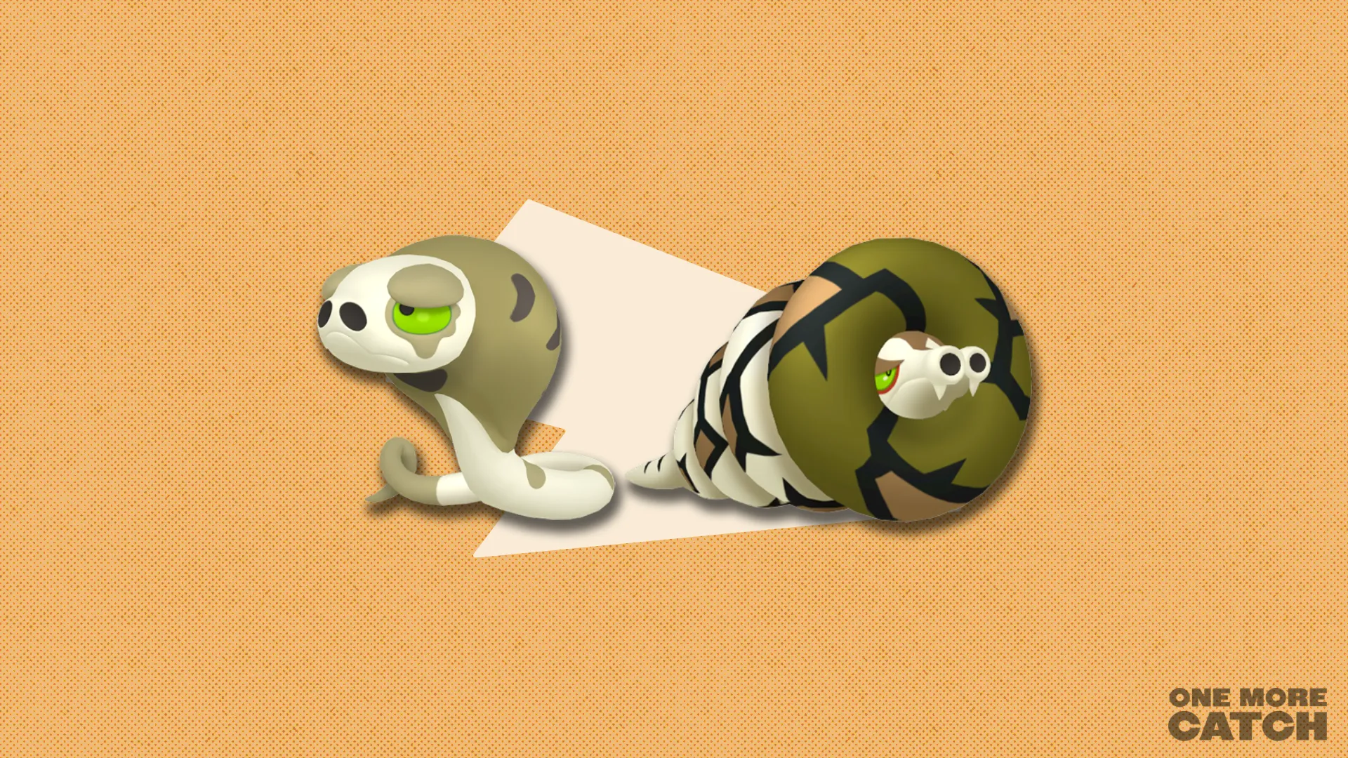 Silicobra and Sandaconda in front of a polygonal shape and textured background.